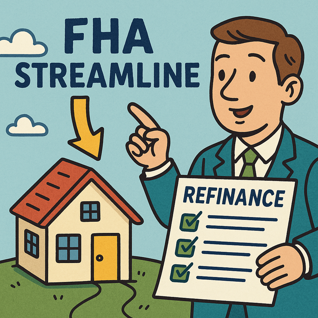 FHA Streamline- Mortgage Broker in Front of House With Refinance Checklist